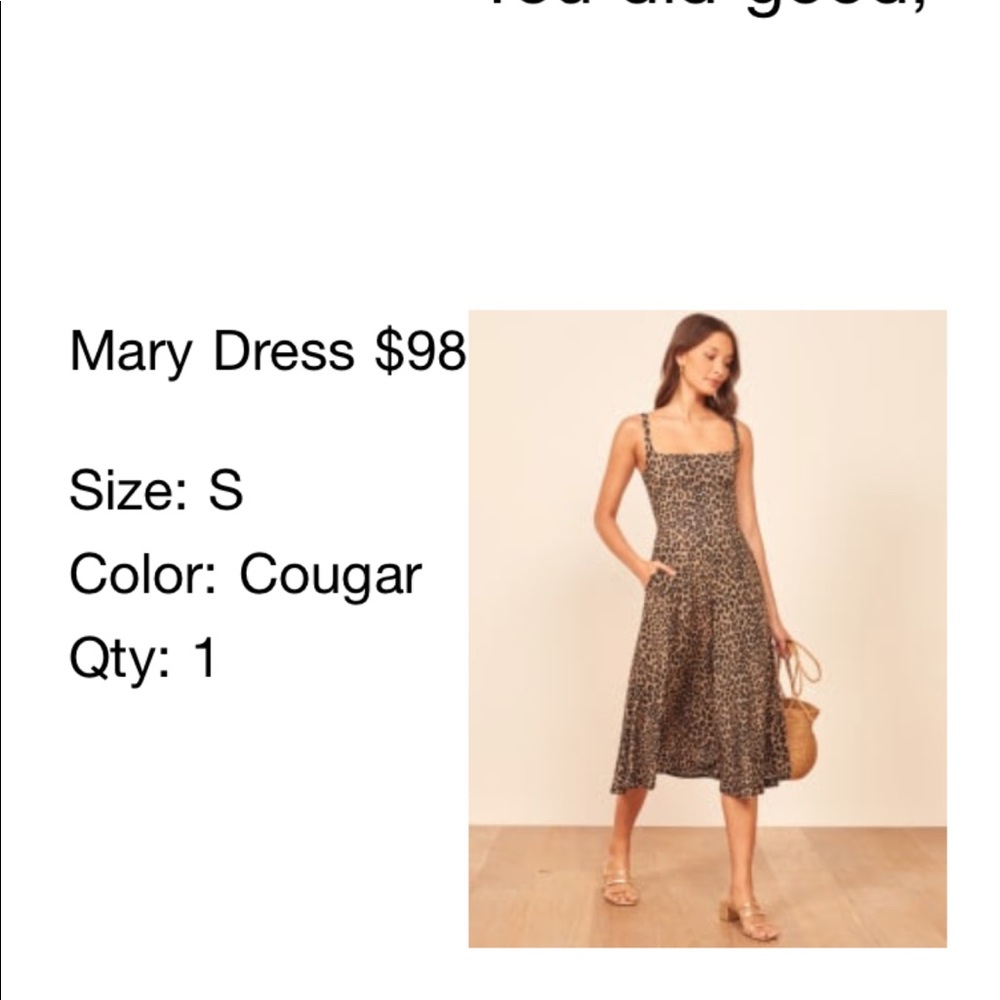 Reformation size small Mary Dress, cougar pattern, pockets!!